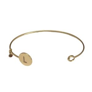 TAI L Initial Gold Plated Monogram Open Cuff W/ CZ Accent Bracelet Minimal